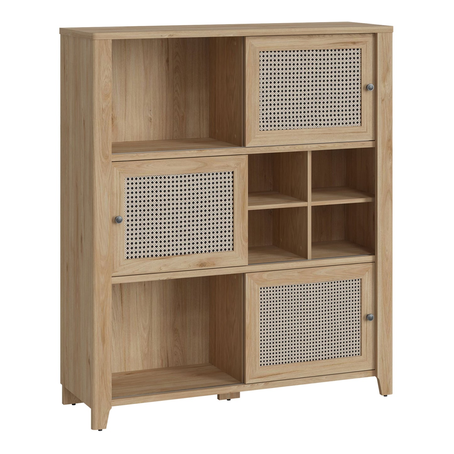 Rattan 3 Sliding Door Cabinet in Hickory Oak - White Bear Furnishings