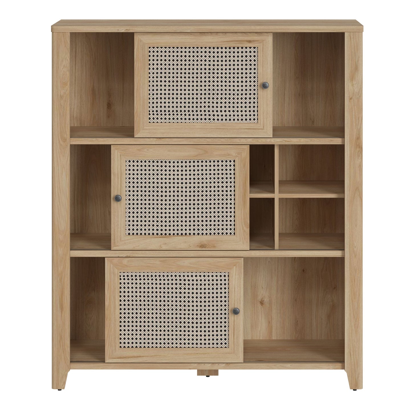 Rattan 3 Sliding Door Cabinet in Hickory Oak - White Bear Furnishings