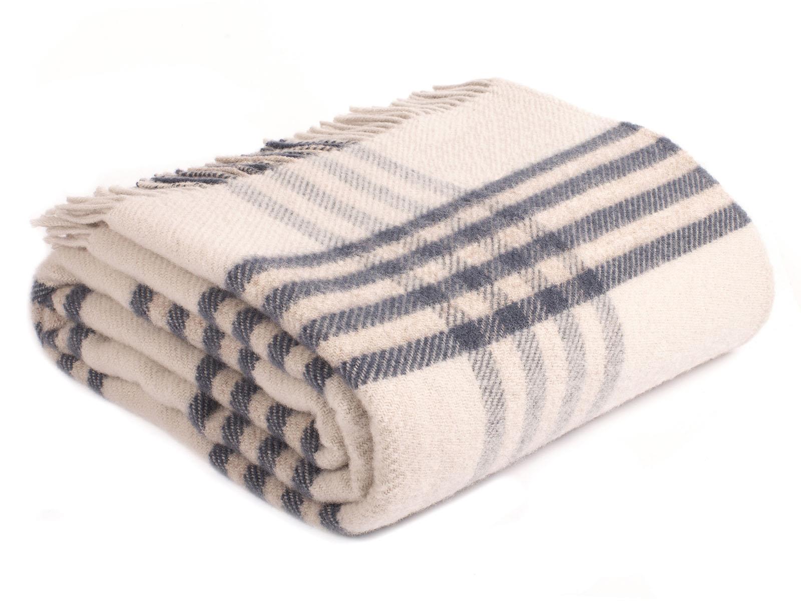 Hex XL Pure New Wool Throw - Blue Slate - White Bear Furnishings