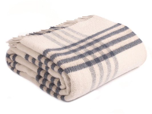 Hex XL Pure New Wool Throw - Blue Slate - White Bear Furnishings