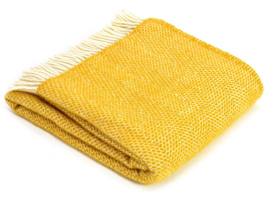 Honeycomb Pure New Wool Throw - Golden Yellow - White Bear Furnishings