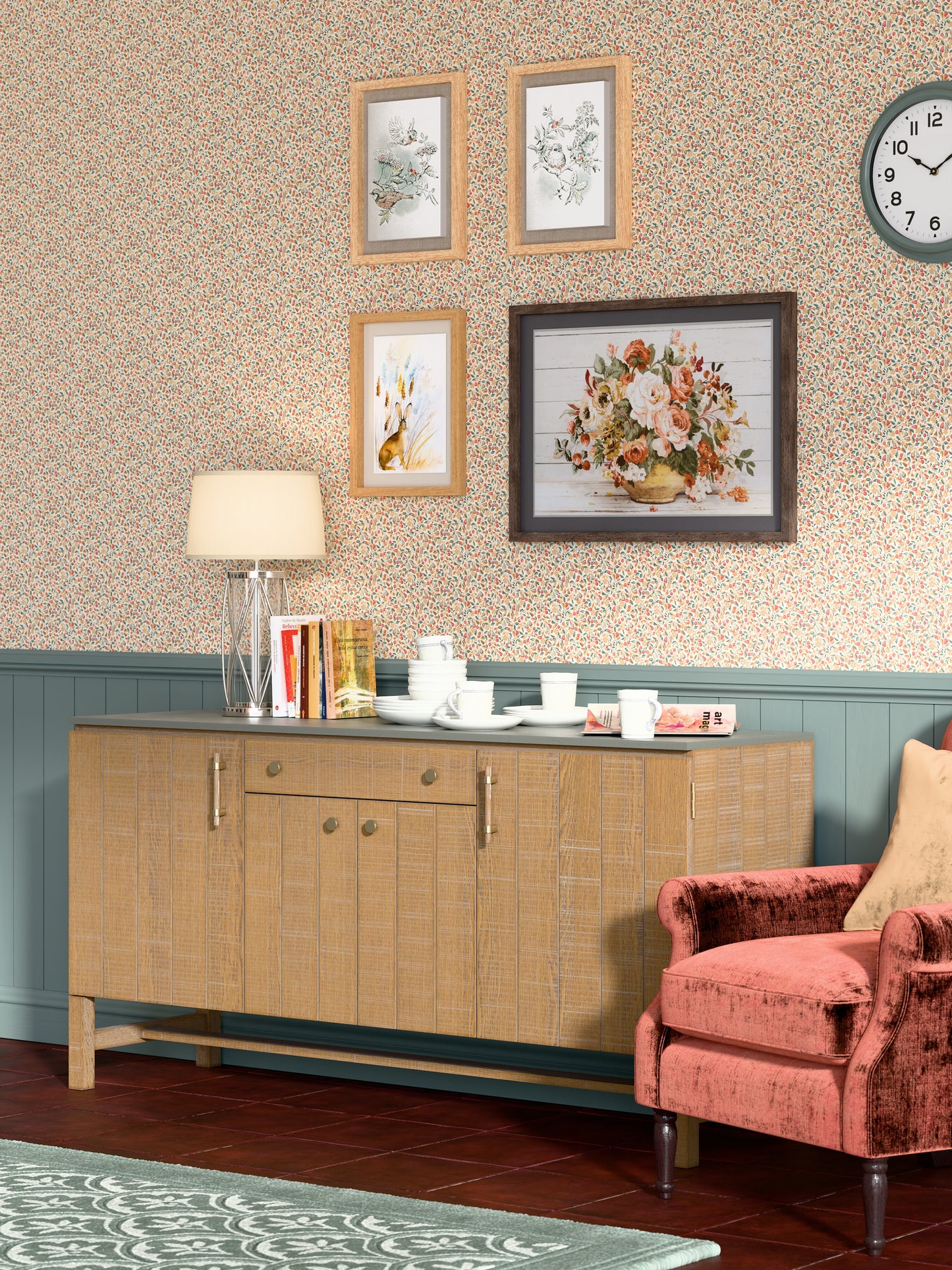 Laura Ashley Braystone Washed Oak 4 Door 1 Drawer Sideboard - 3251004