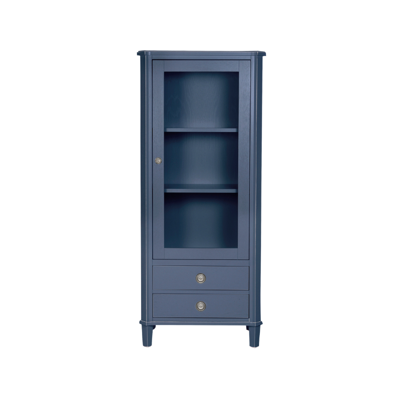 Blue cabinet with a drawer on a white background