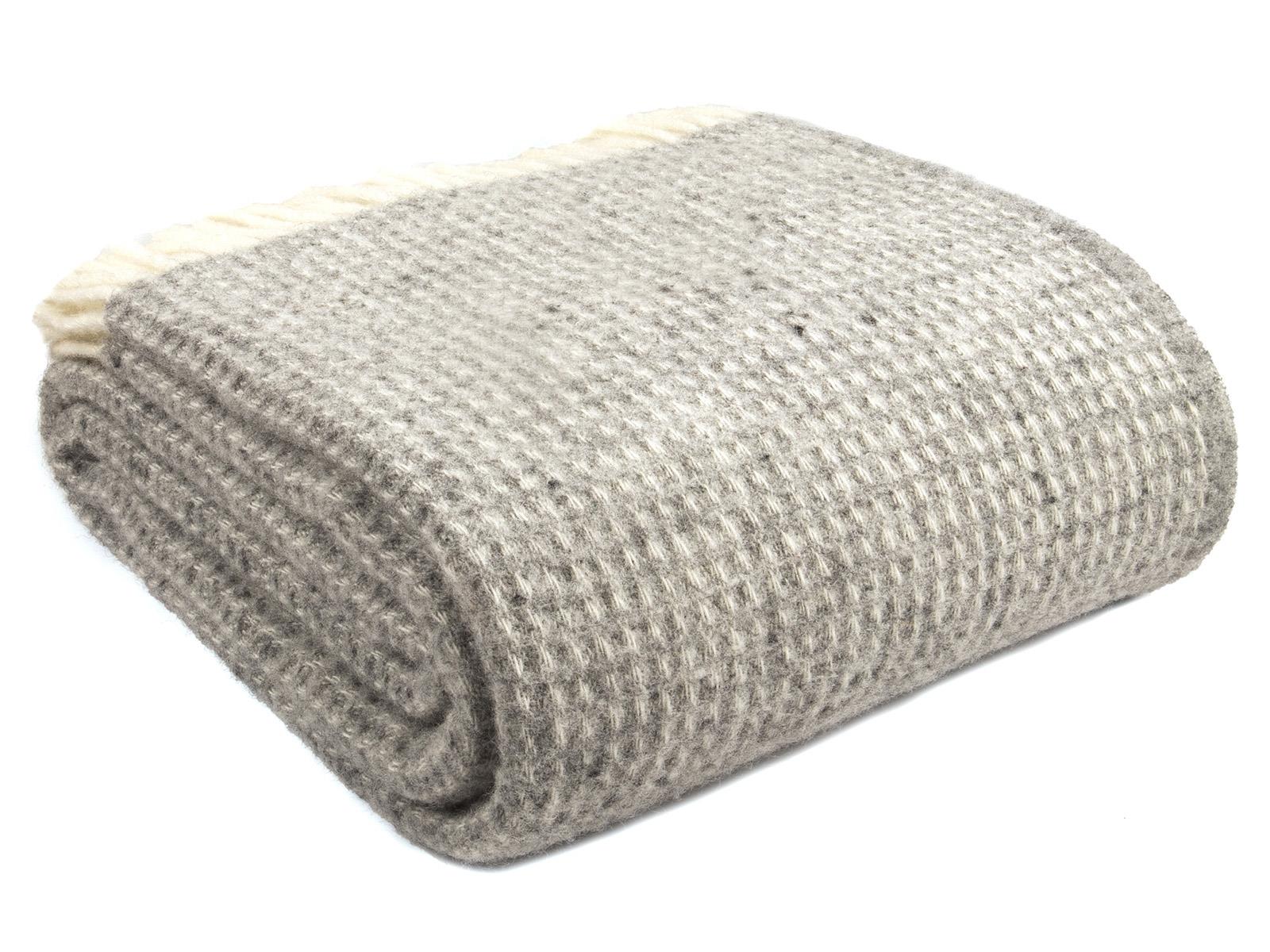 Waffle XL Pure New Wool Throw - Silver Grey - White Bear Furnishings