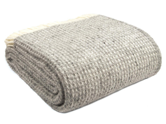 Waffle XL Pure New Wool Throw - Silver Grey - White Bear Furnishings