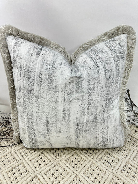 The Couture Cushion - The Fringed Silver Anderson - Style No. 175 - White Bear Furnishings