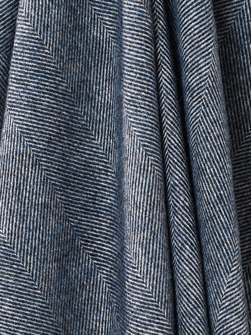 Herringbone Shetland Pure New Wool Throw - Navy Blue
