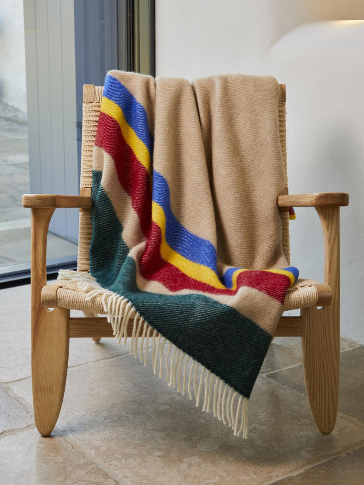 Alaska Stripe Pure New Wool Throw - Pop - White Bear Furnishings