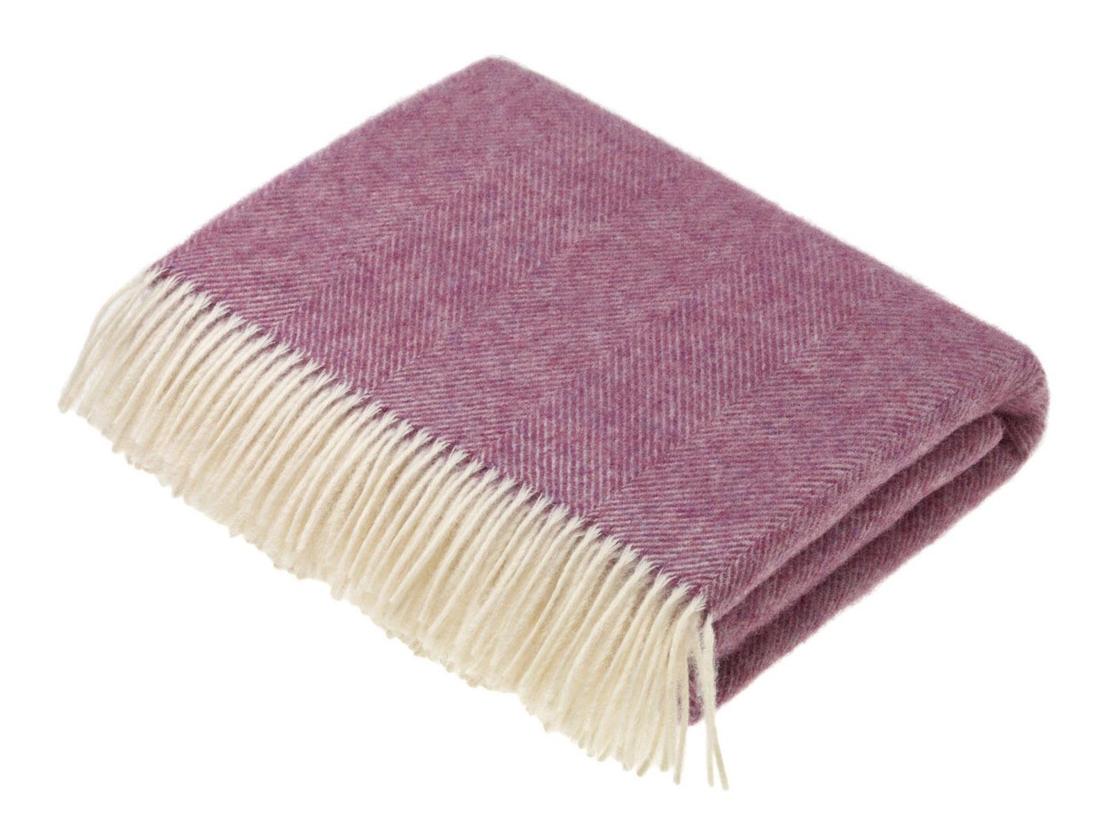 Herringbone Shetland Pure New Wool Throw - Pink - White Bear Furnishings