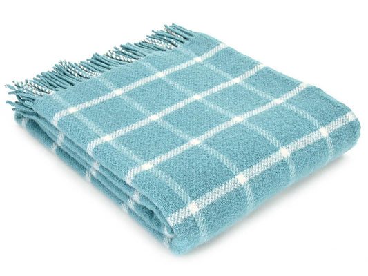 Windowpane Pure New Wool Throw - Spearmint - White Bear Furnishings