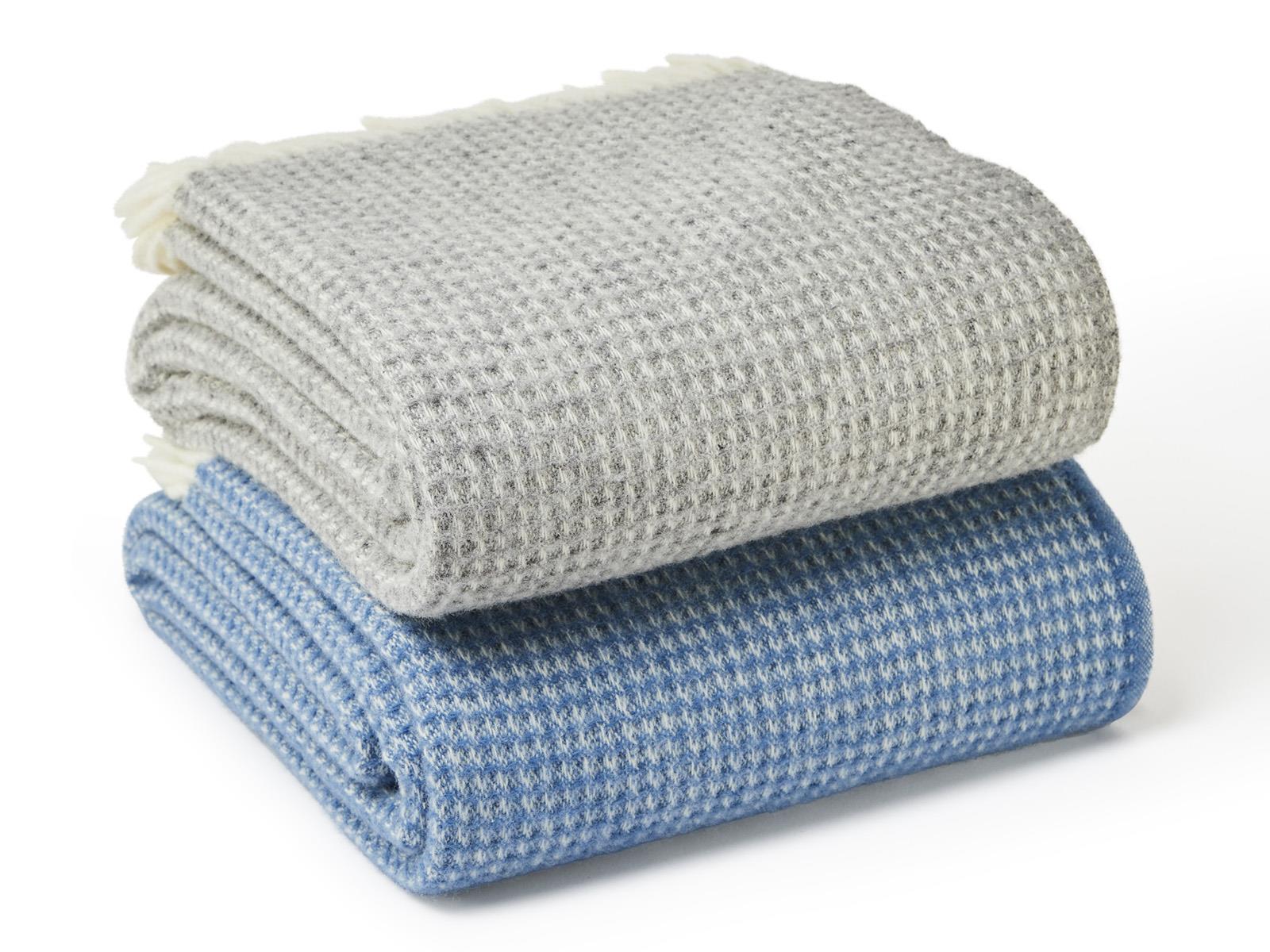 Waffle XL Pure New Wool Throw - Blue Jay - White Bear Furnishings