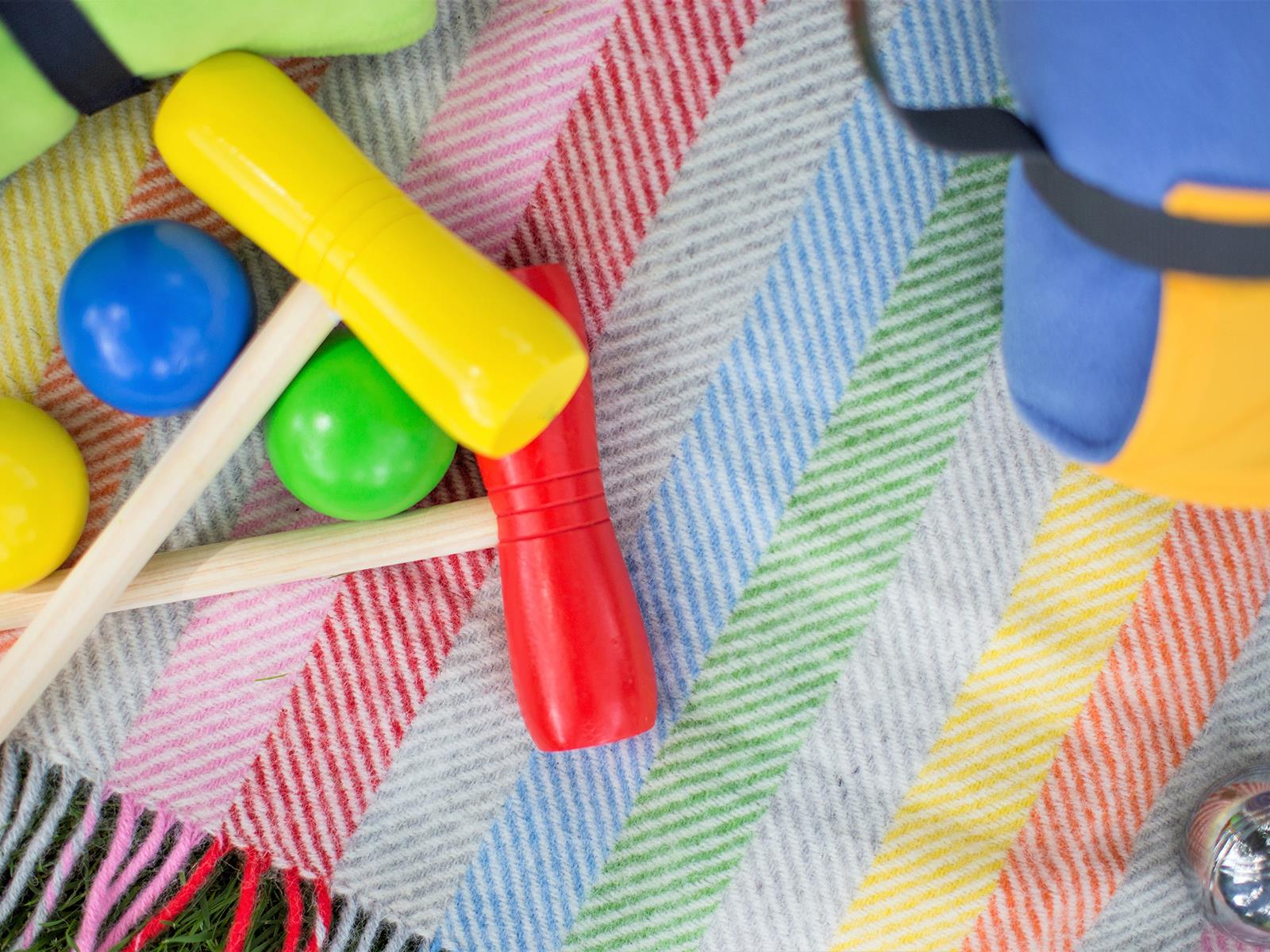 Stripe Pure New Wool Throw - Rainbow Grey - White Bear Furnishings