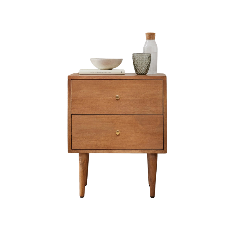 Fishe & Lilly Scandinavian Light Walnut Oslo Bedside Table - White Bear Furnishings