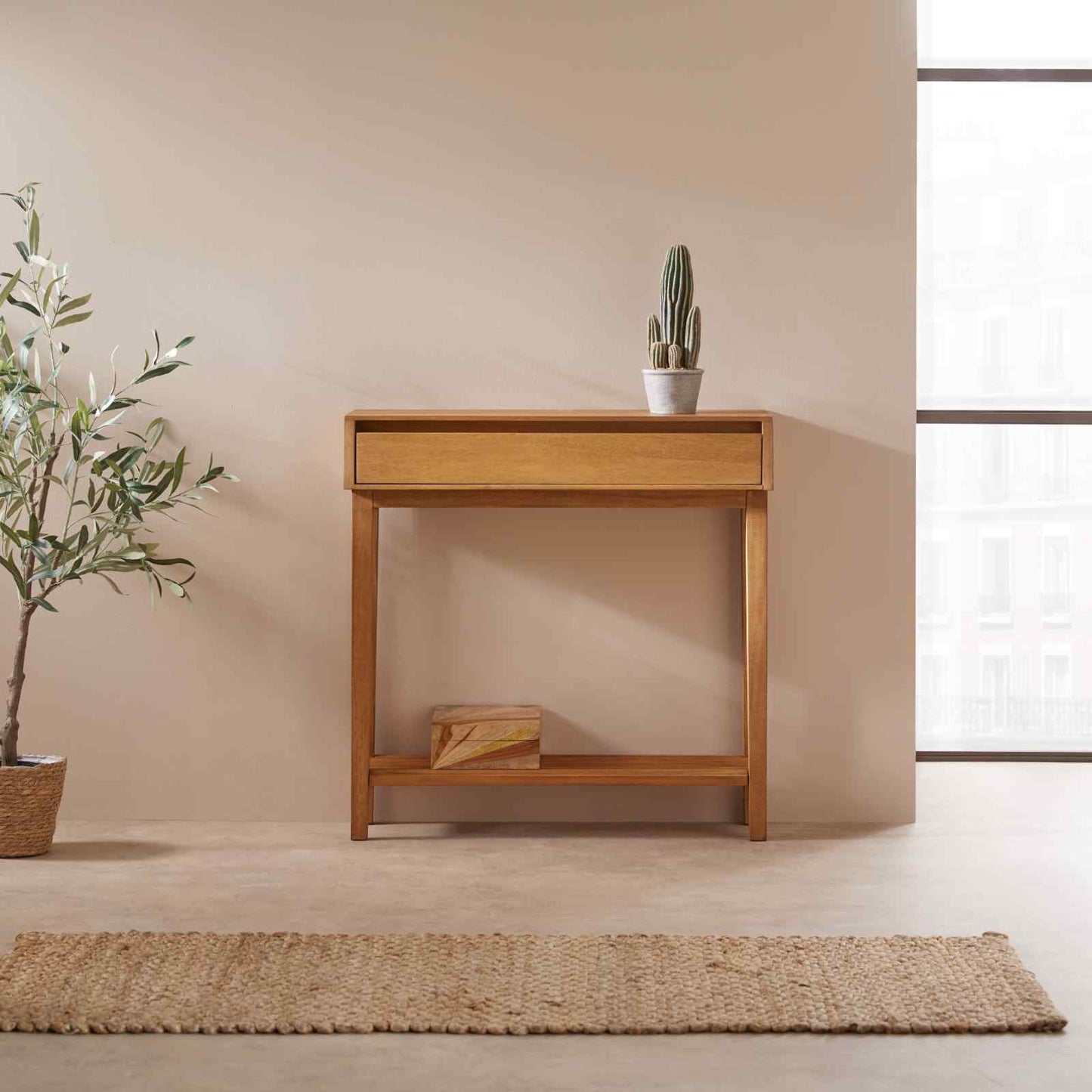 Fishe & Lilly Melia Light Oak Console and Hallway Table with One Drawer