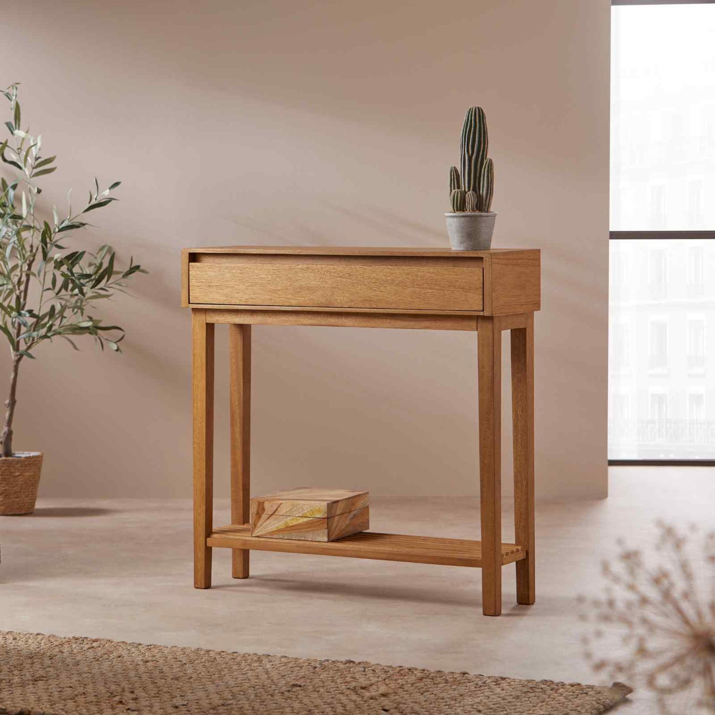 Fishe & Lilly Melia Light Oak Console and Hallway Table with One Drawer