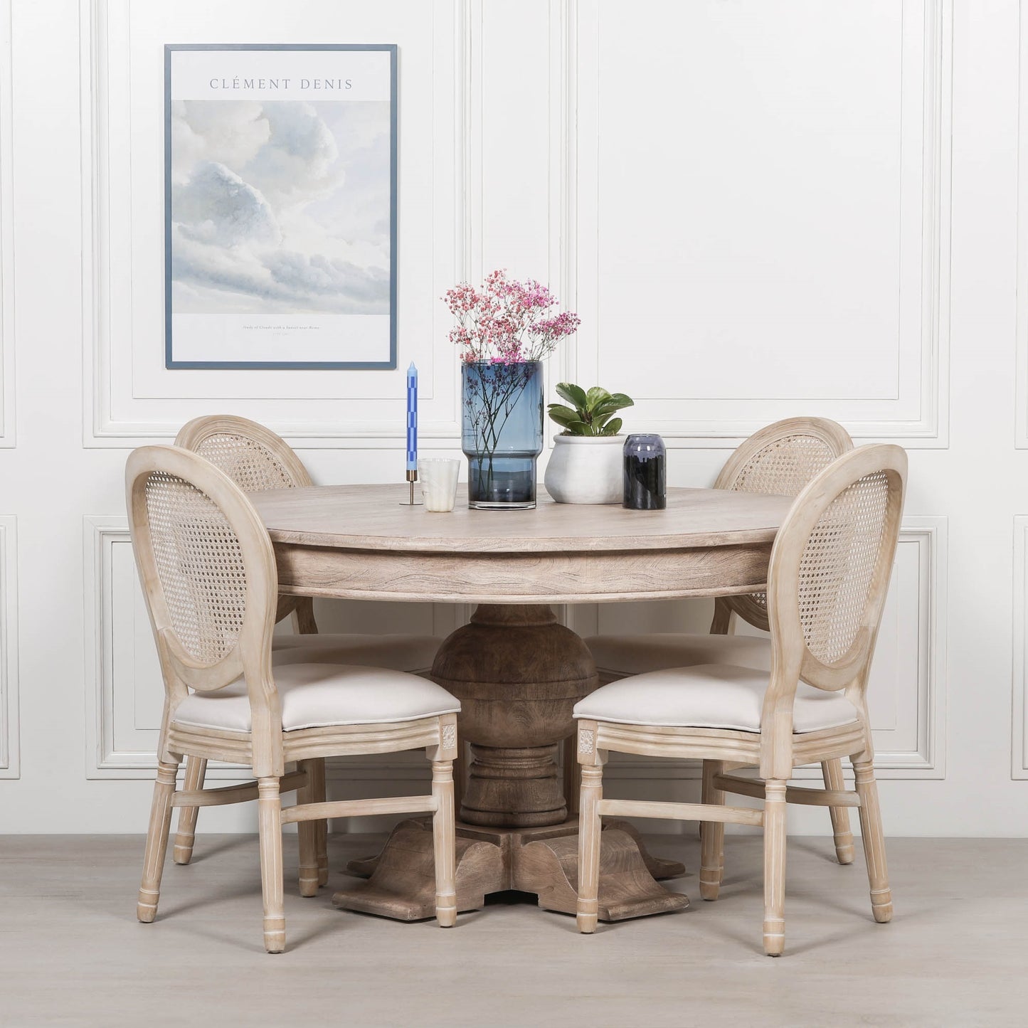 Handcrafted Rustic Acacia Round Ball Dining Table - AFC715