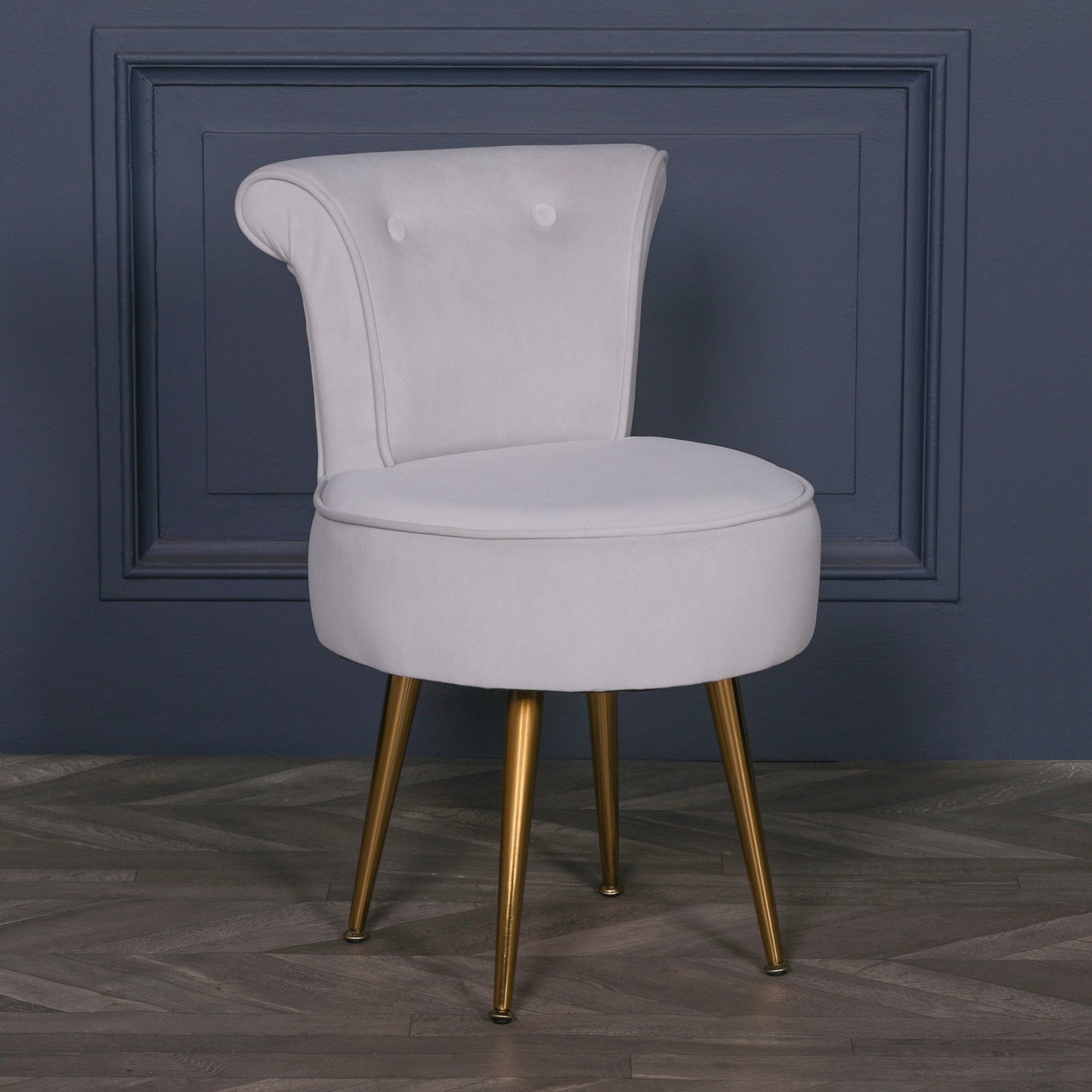Grey Velvet Bedroom Chair with Gold Legs - AV102