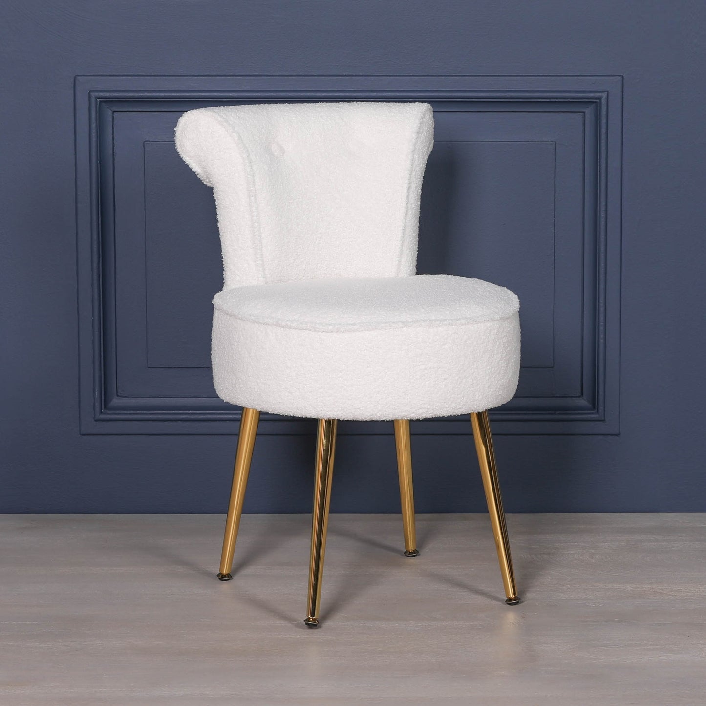 Boucle Stool / Bedroom Chair with Gold Legs – AV104