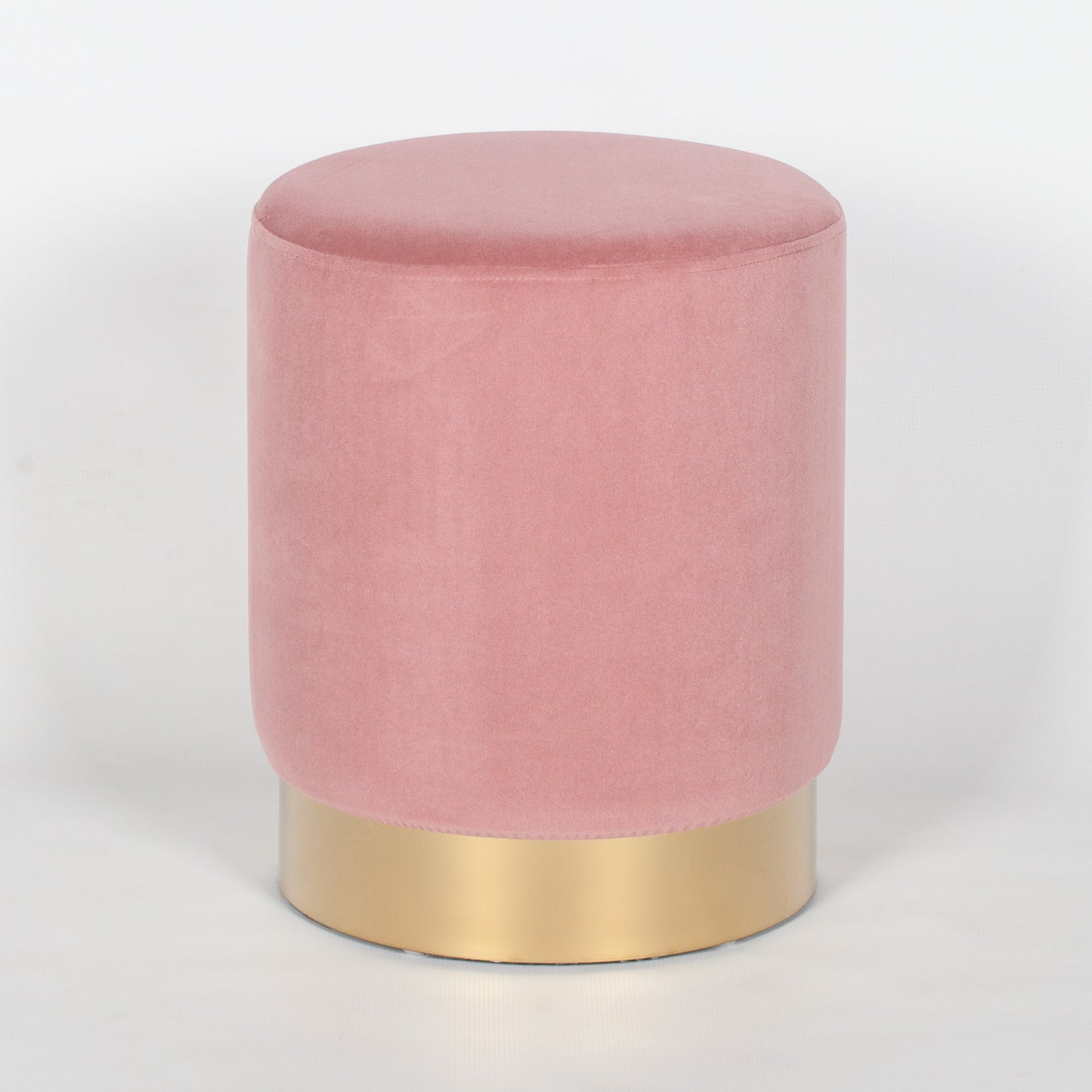 Pink Velvet Round Ottoman Foot Stool - AV130