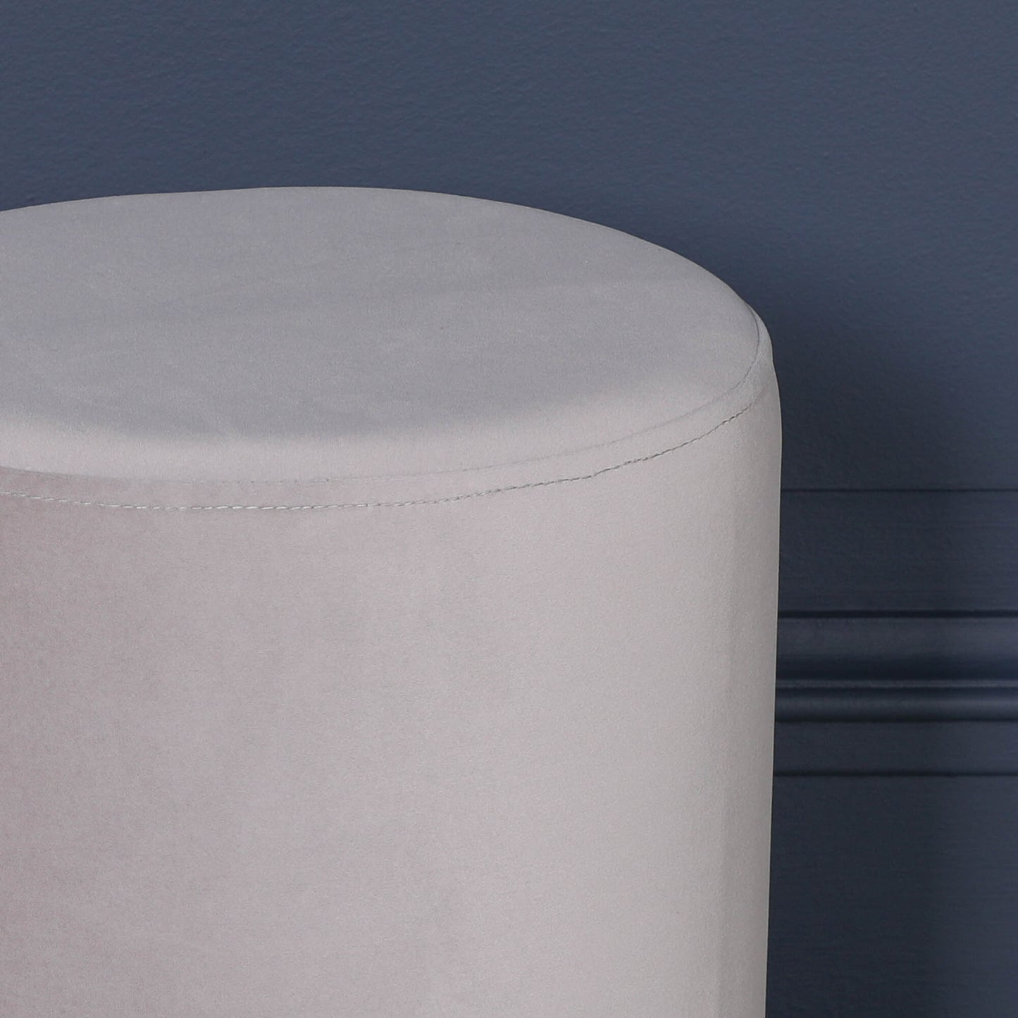 Grey Velvet Round Ottoman Foot Stool - AV131