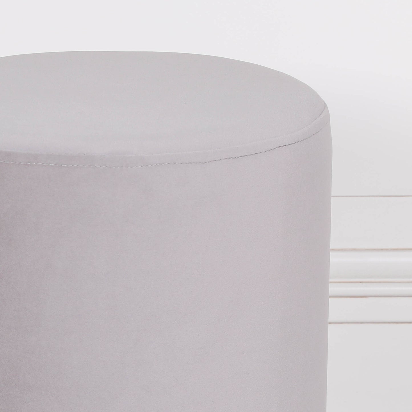 Grey Velvet Round Ottoman Foot Stool - AV131