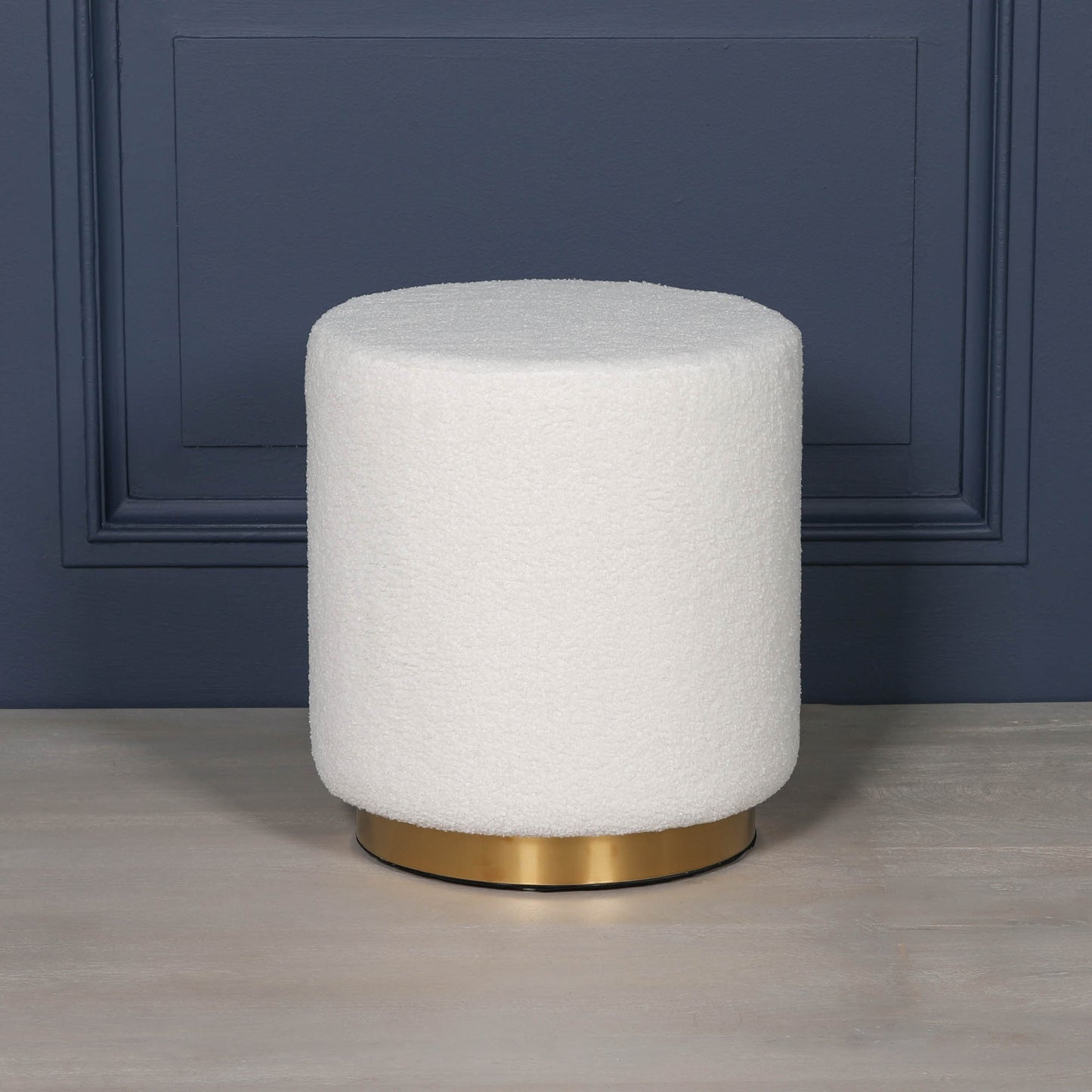 Boucle Round Stool with Gold Base - AV134