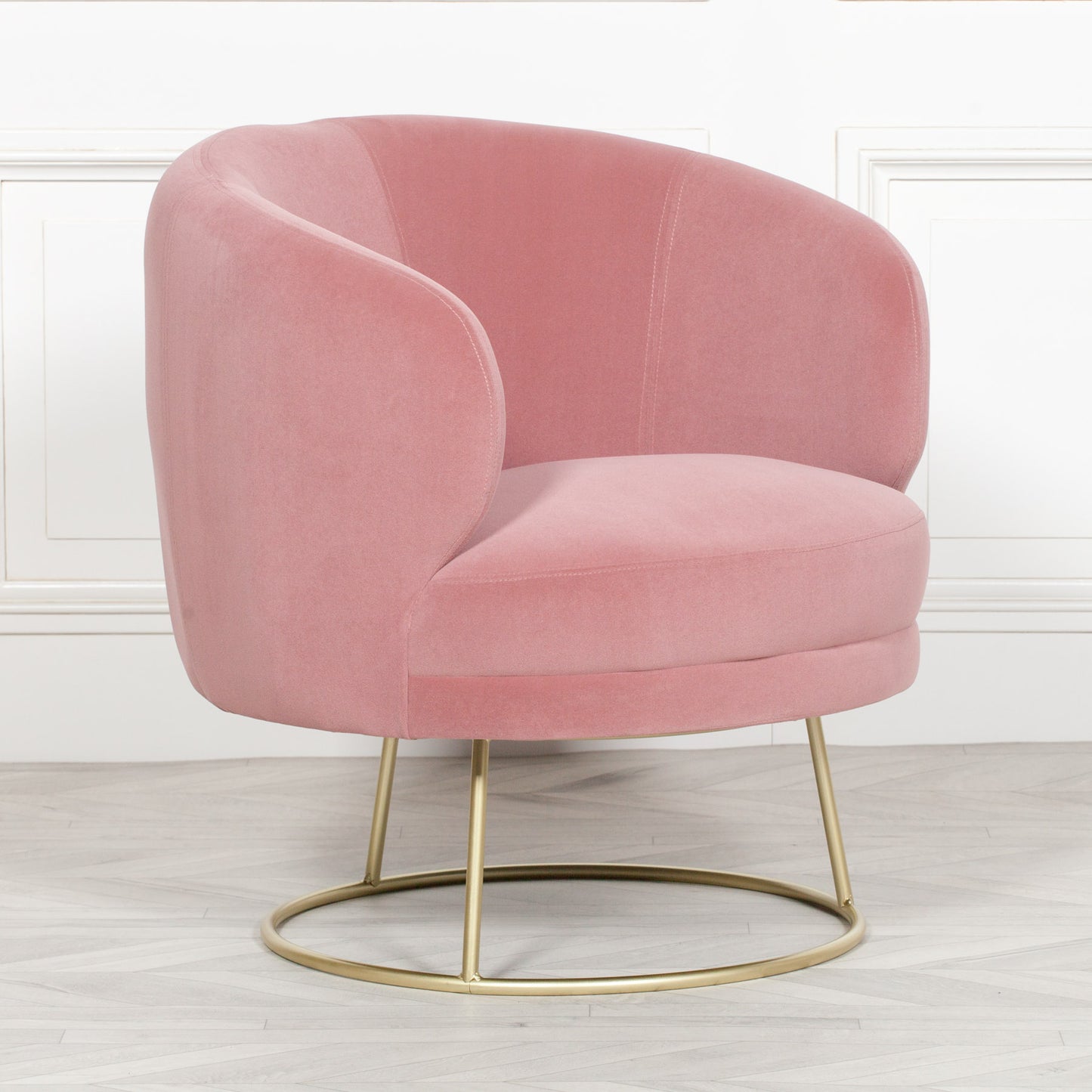 Velvet Upholstered Art Deco Accent Chair Armchair in Light Dusty Pink - AV140 - White Bear Furnishings