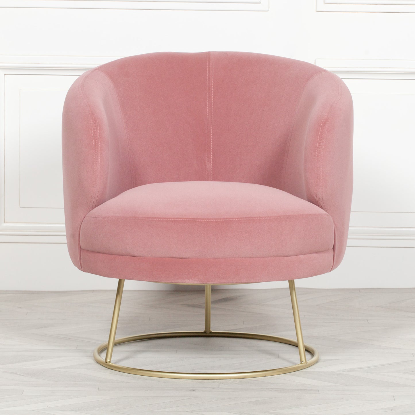 Velvet Upholstered Art Deco Accent Chair Armchair in Light Dusty Pink - AV140 - White Bear Furnishings