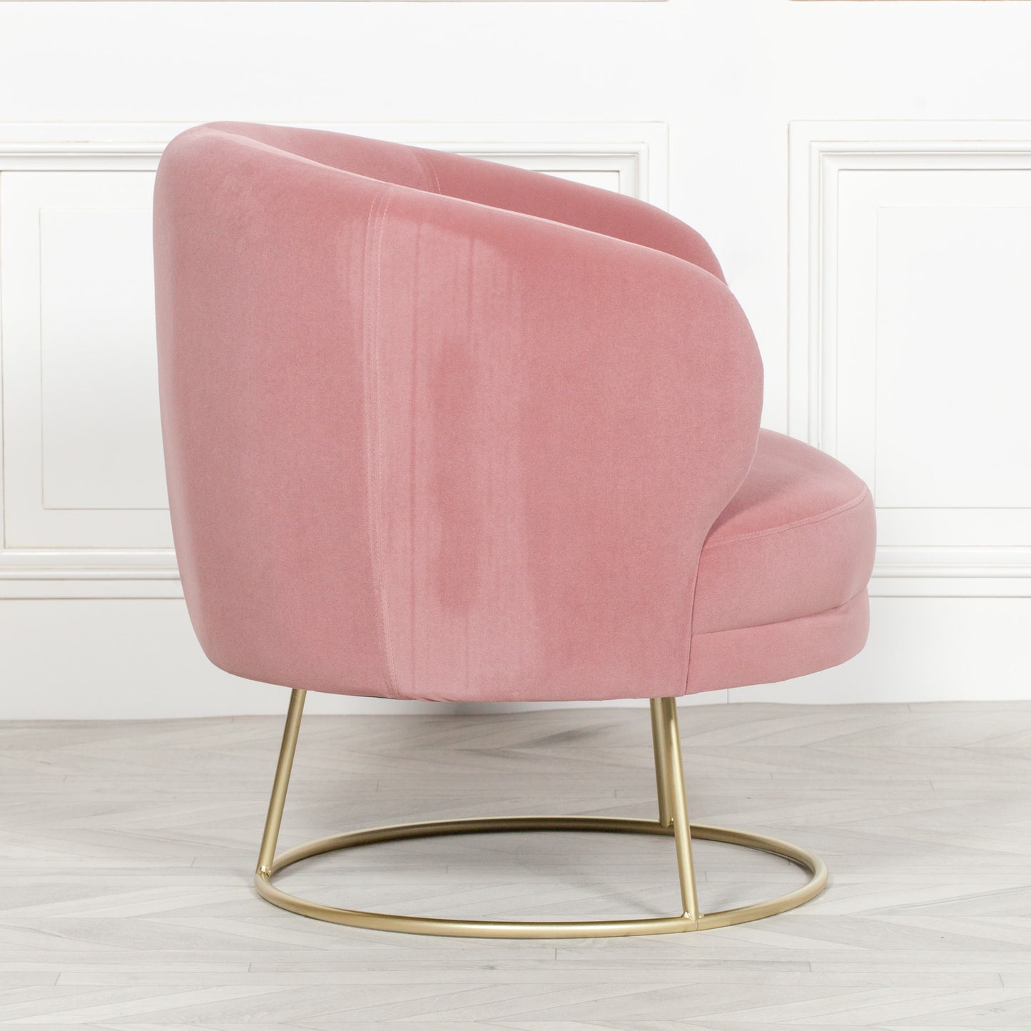 Velvet Upholstered Art Deco Accent Chair Armchair in Light Dusty Pink - AV140 - White Bear Furnishings