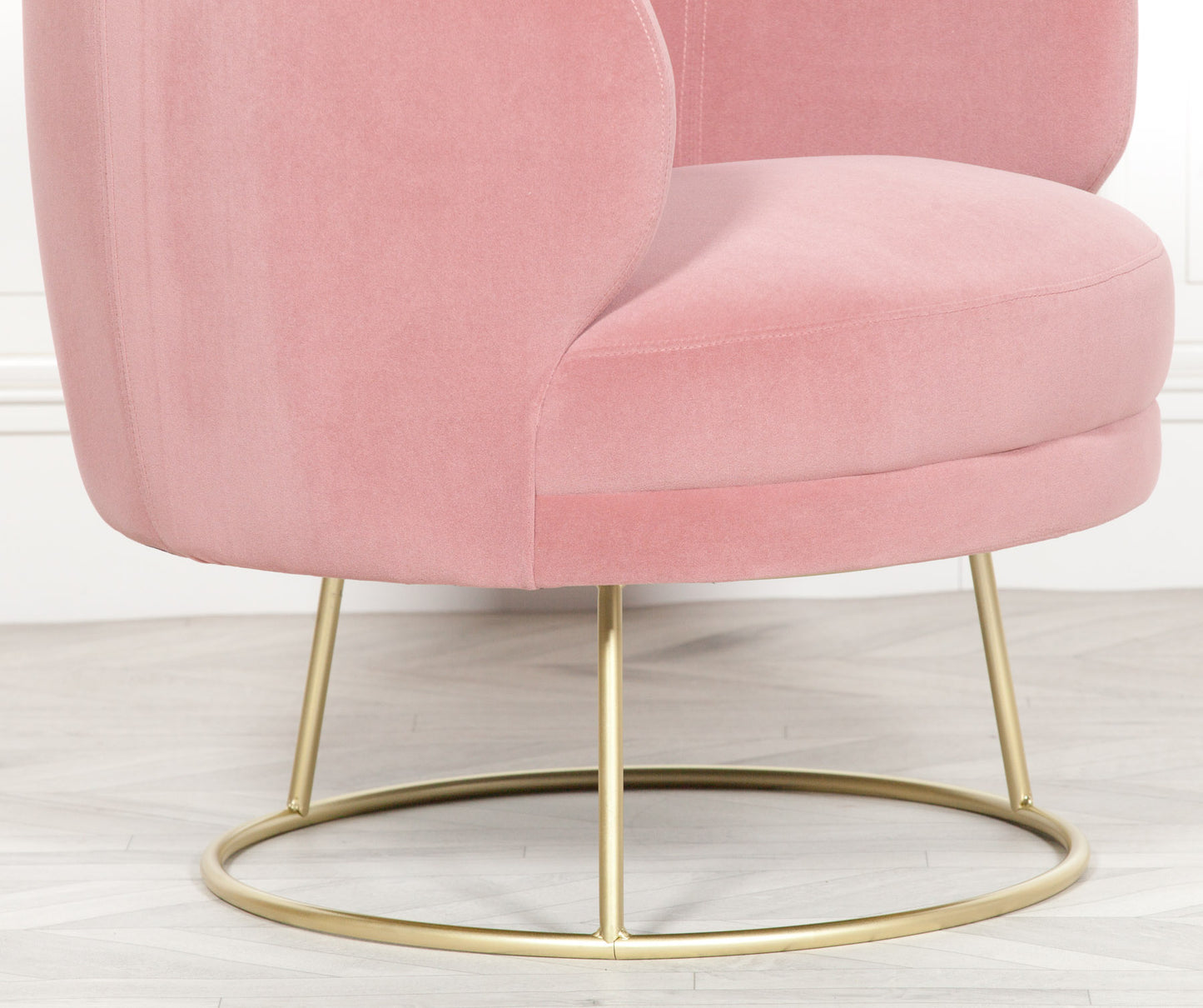 Velvet Upholstered Art Deco Accent Chair Armchair in Light Dusty Pink - AV140 - White Bear Furnishings