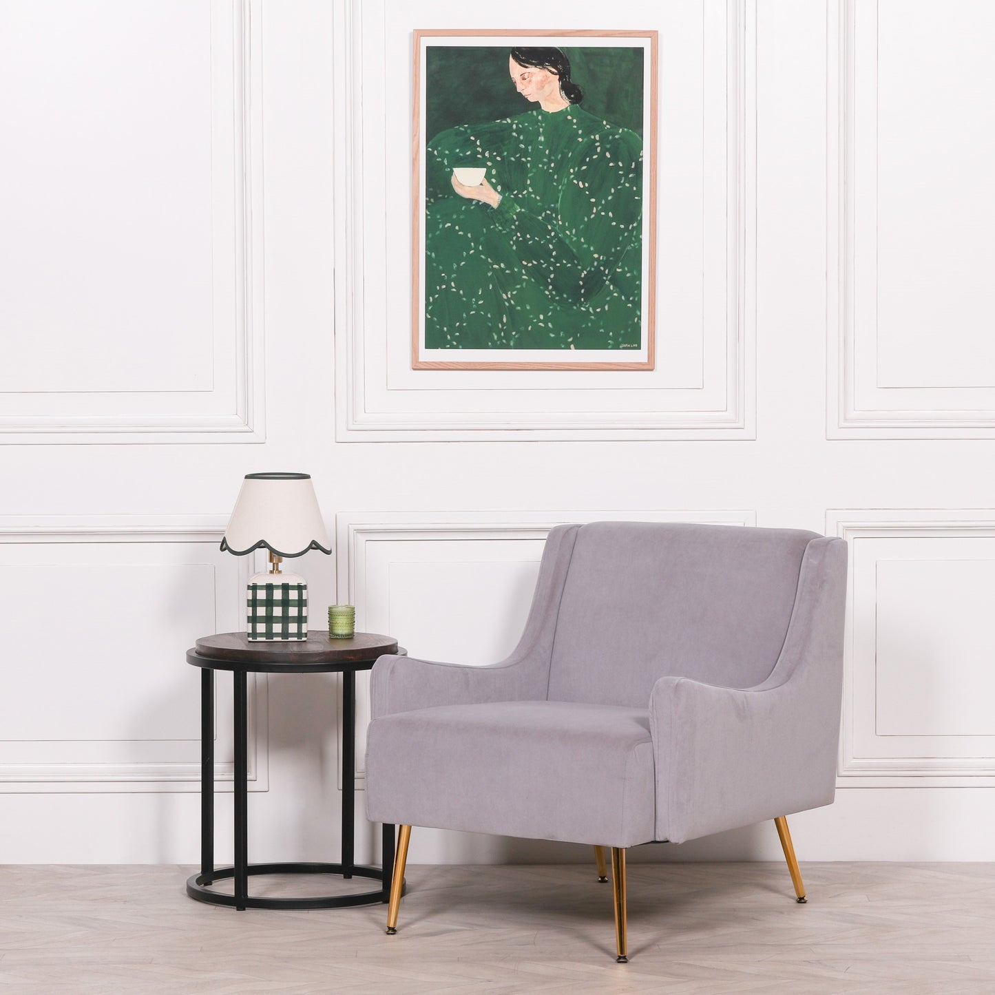 Grey Velvet Sofa Armchair Accent Chair - AV151