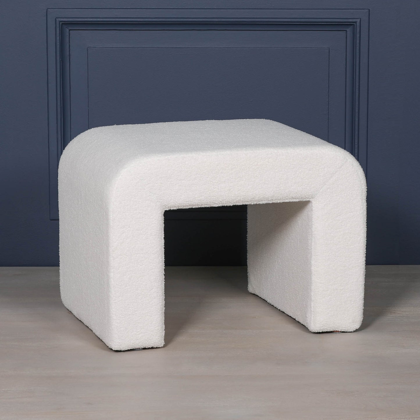 Boucle Arched Floor Stool in White - AV344