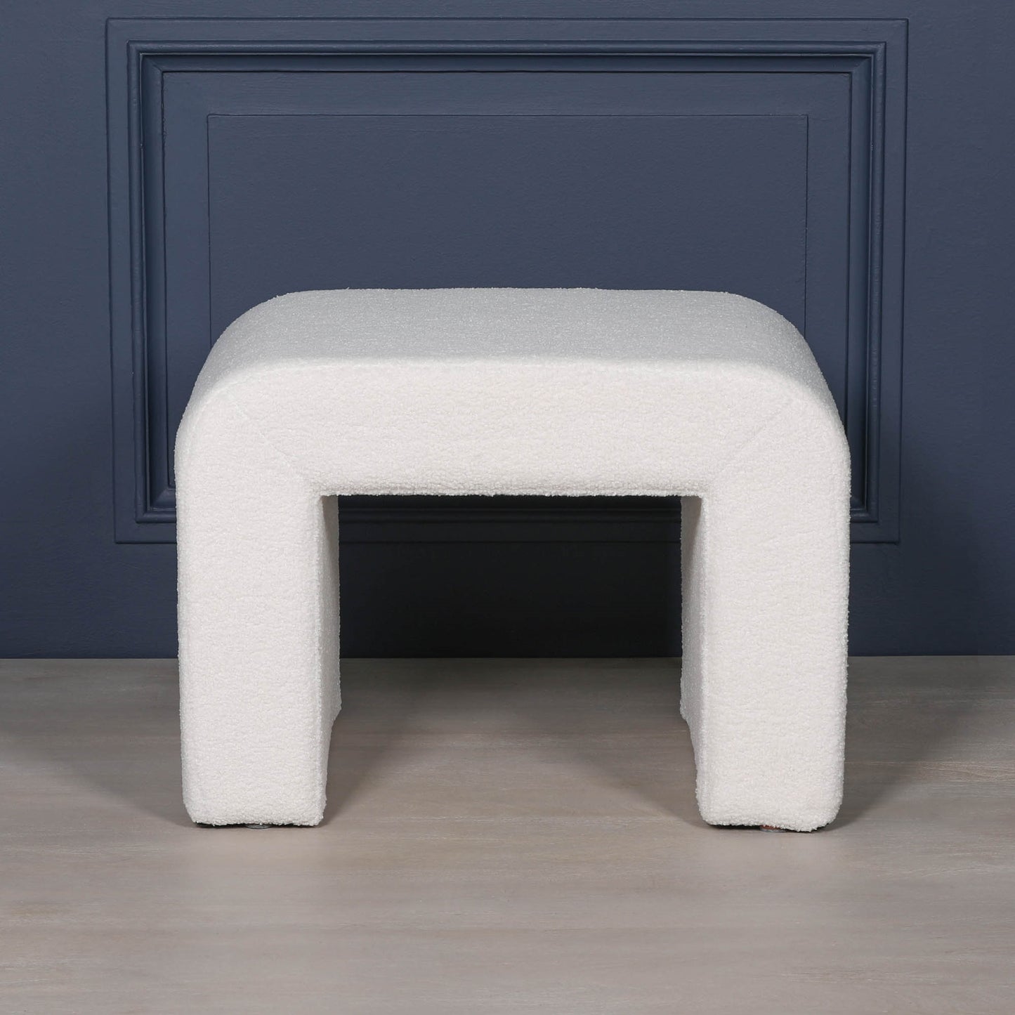 Boucle Arched Floor Stool in White - AV344