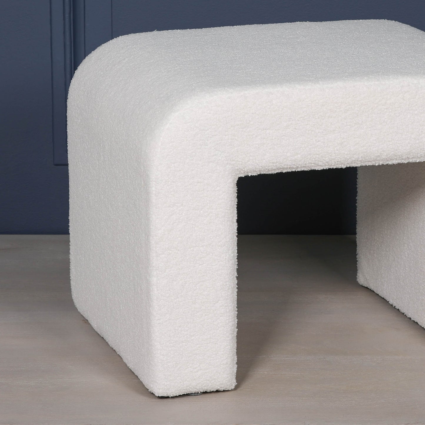 Boucle Arched Floor Stool in White - AV344