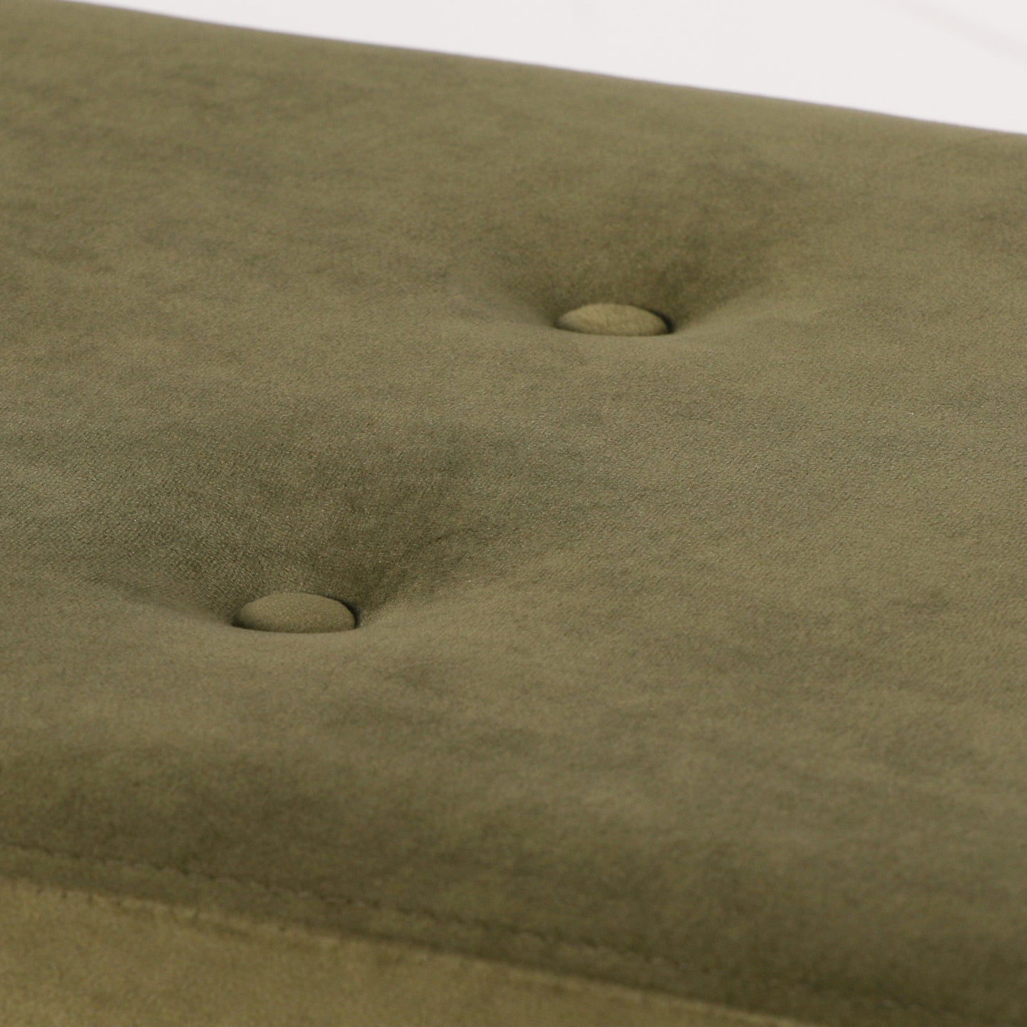 Olive Green Velvet Buttoned Ottoman Bench with Gold Legs - AV499