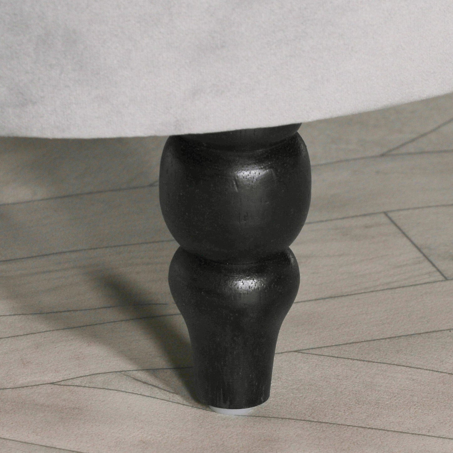 Grey Velvet Buttoned Upholstered Bench with Black Legs - AV505