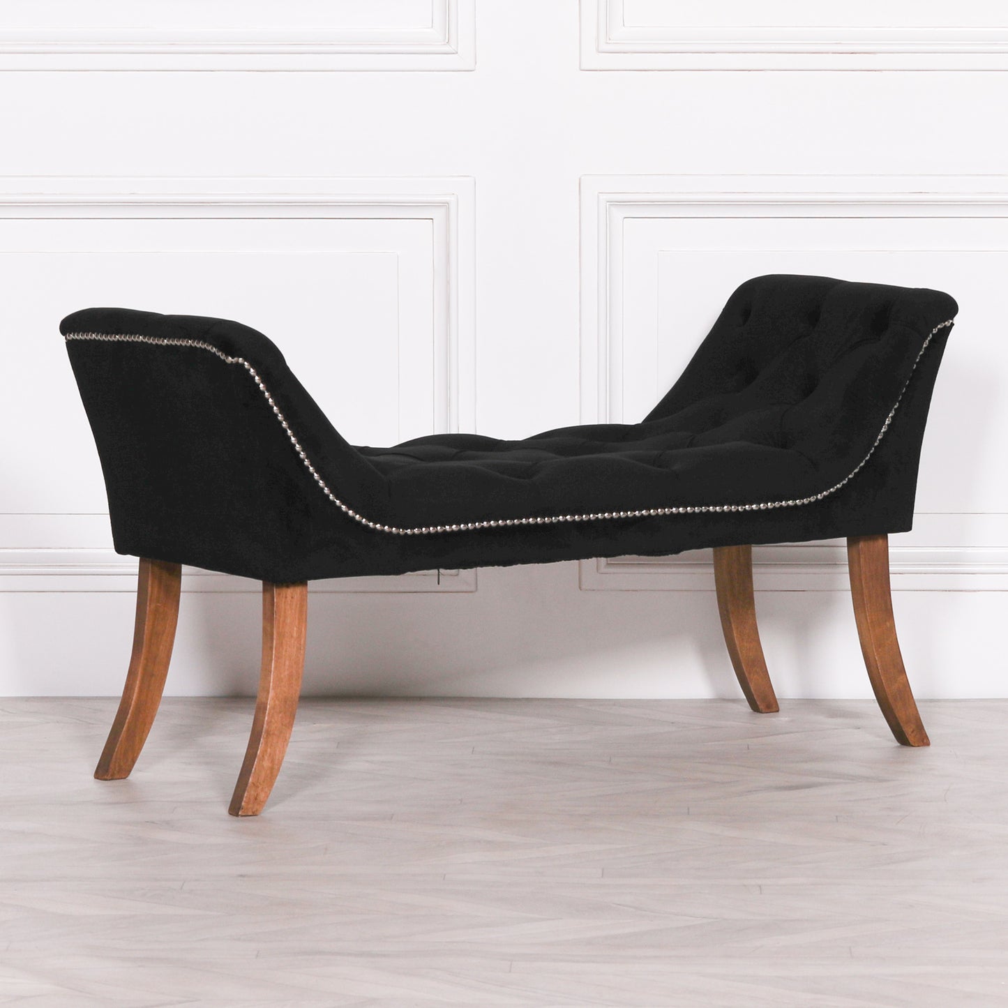 Black Velvet bench Metal Stud Detailing - AV944