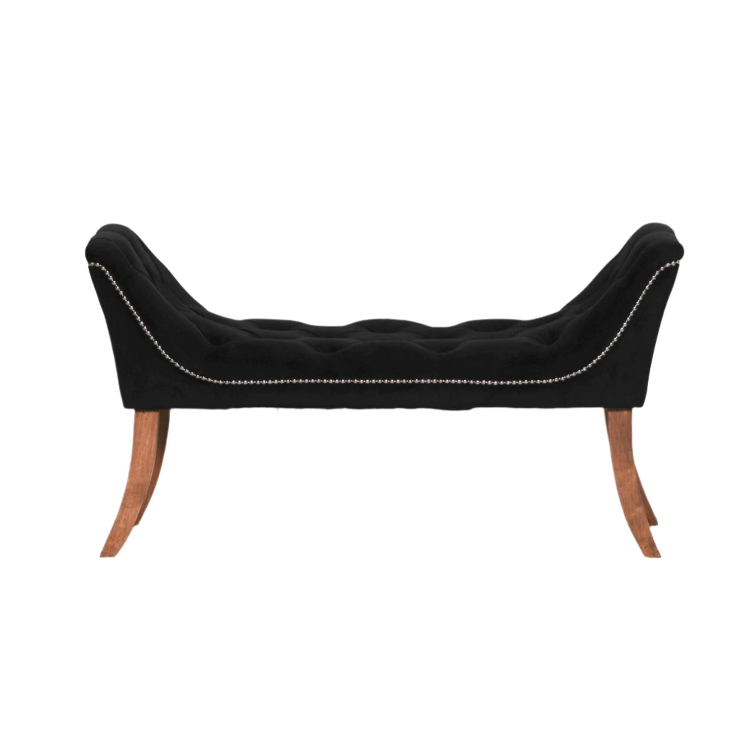 Black Velvet bench Metal Stud Detailing - AV944