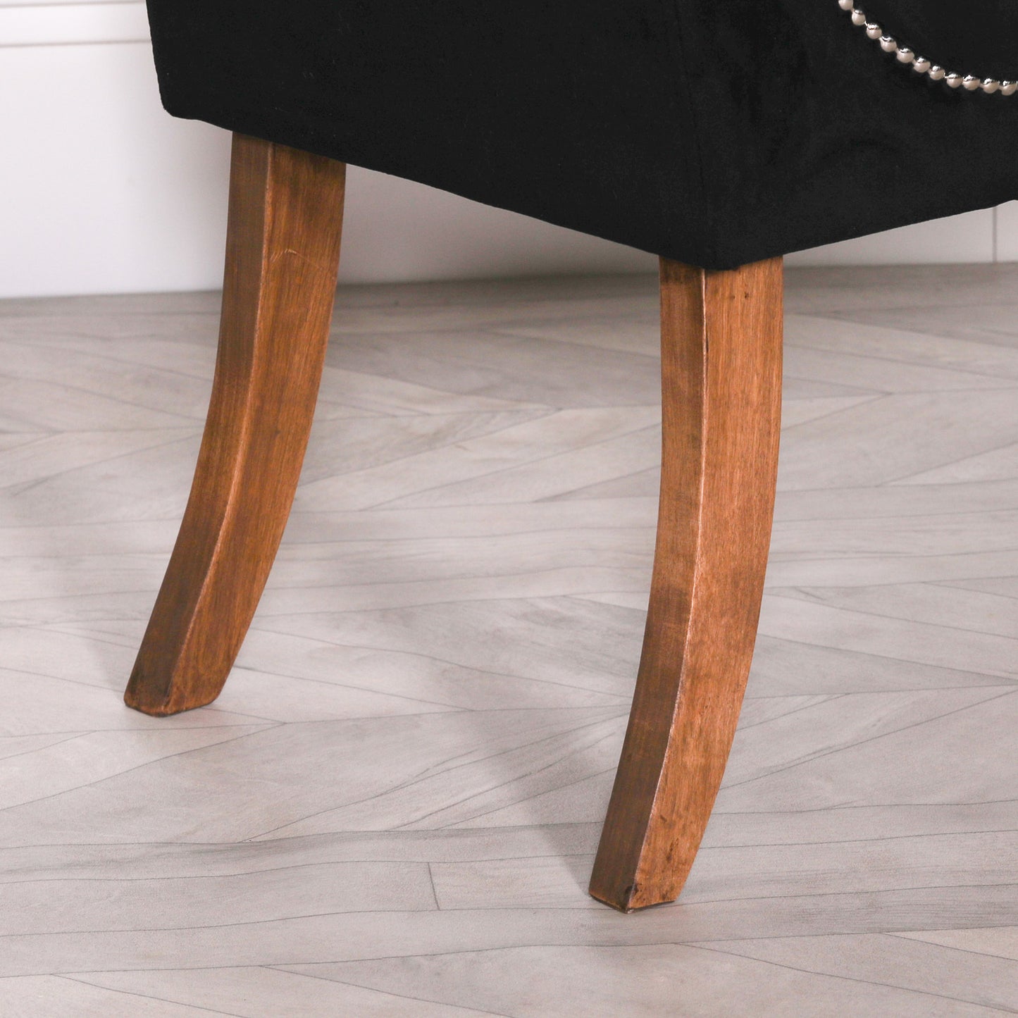 Black Velvet bench Metal Stud Detailing - AV944