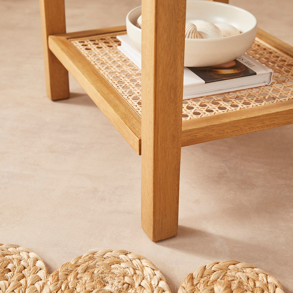 Fishe & Lilly Bali Rattan Bedside Table with 1 Drawer - White Bear Furnishings