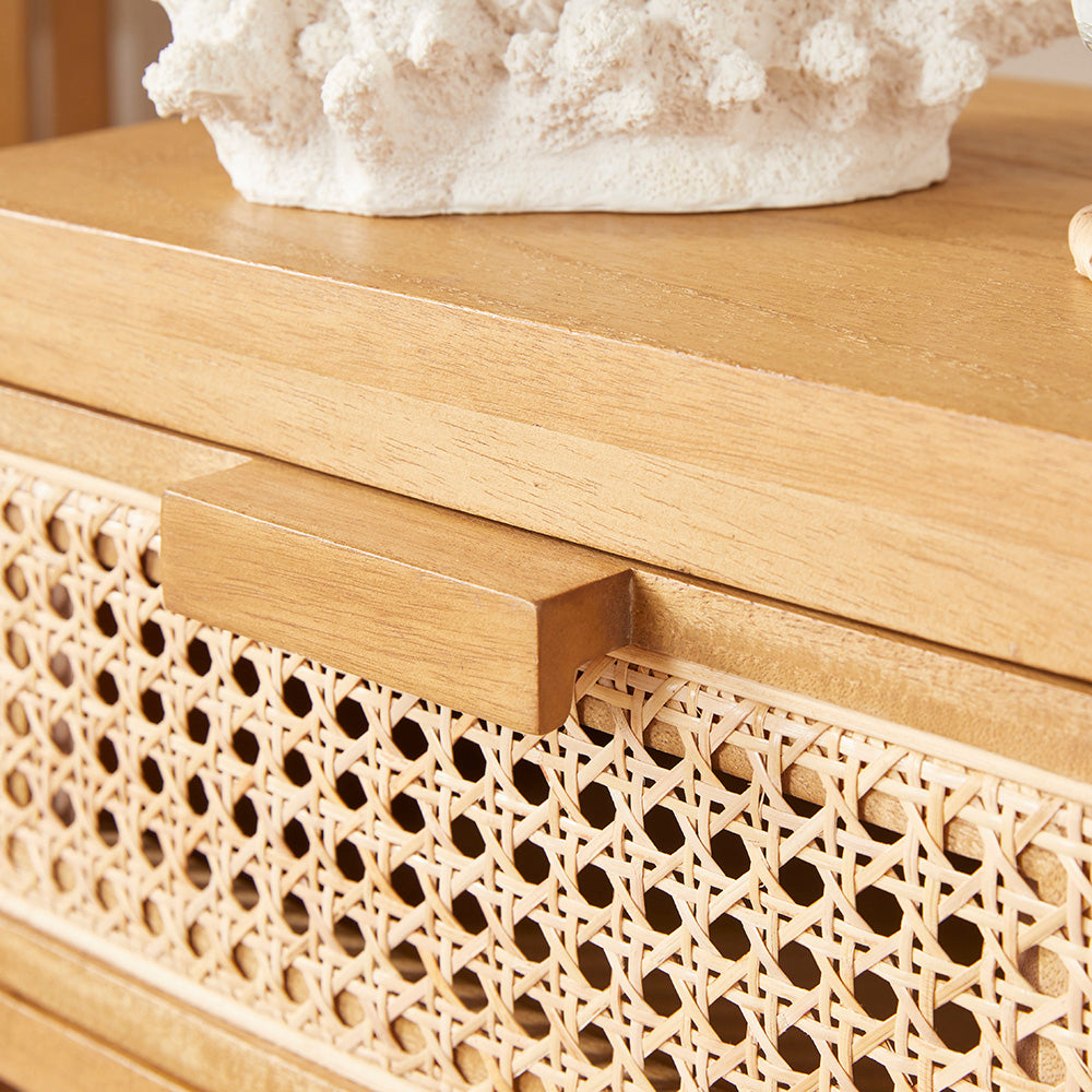 Fishe & Lilly Bali Rattan Bedside Table with 1 Drawer - White Bear Furnishings