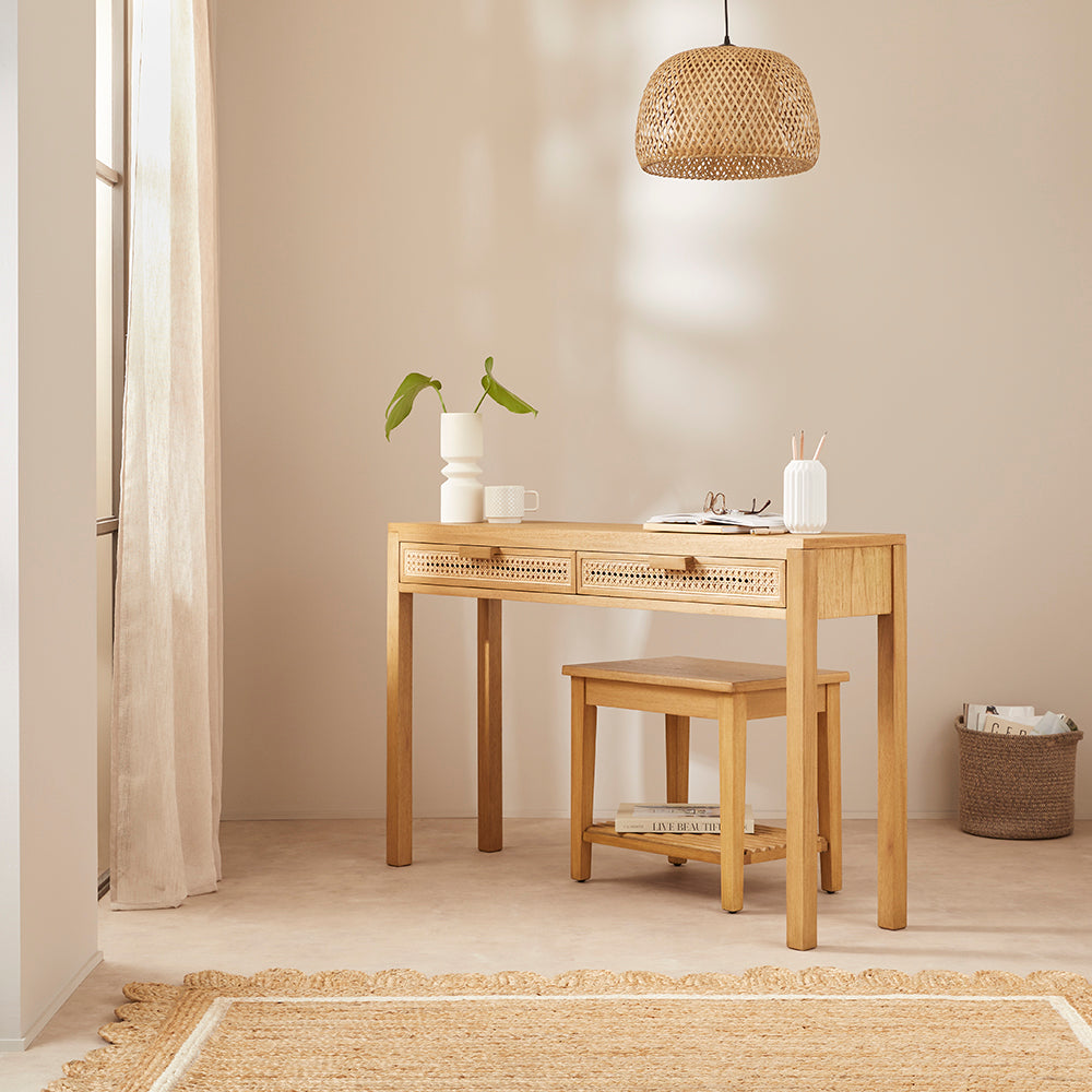 Fishe & Lilly Bali Rattan Dressing Table with 2 Drawers - White Bear Furnishings