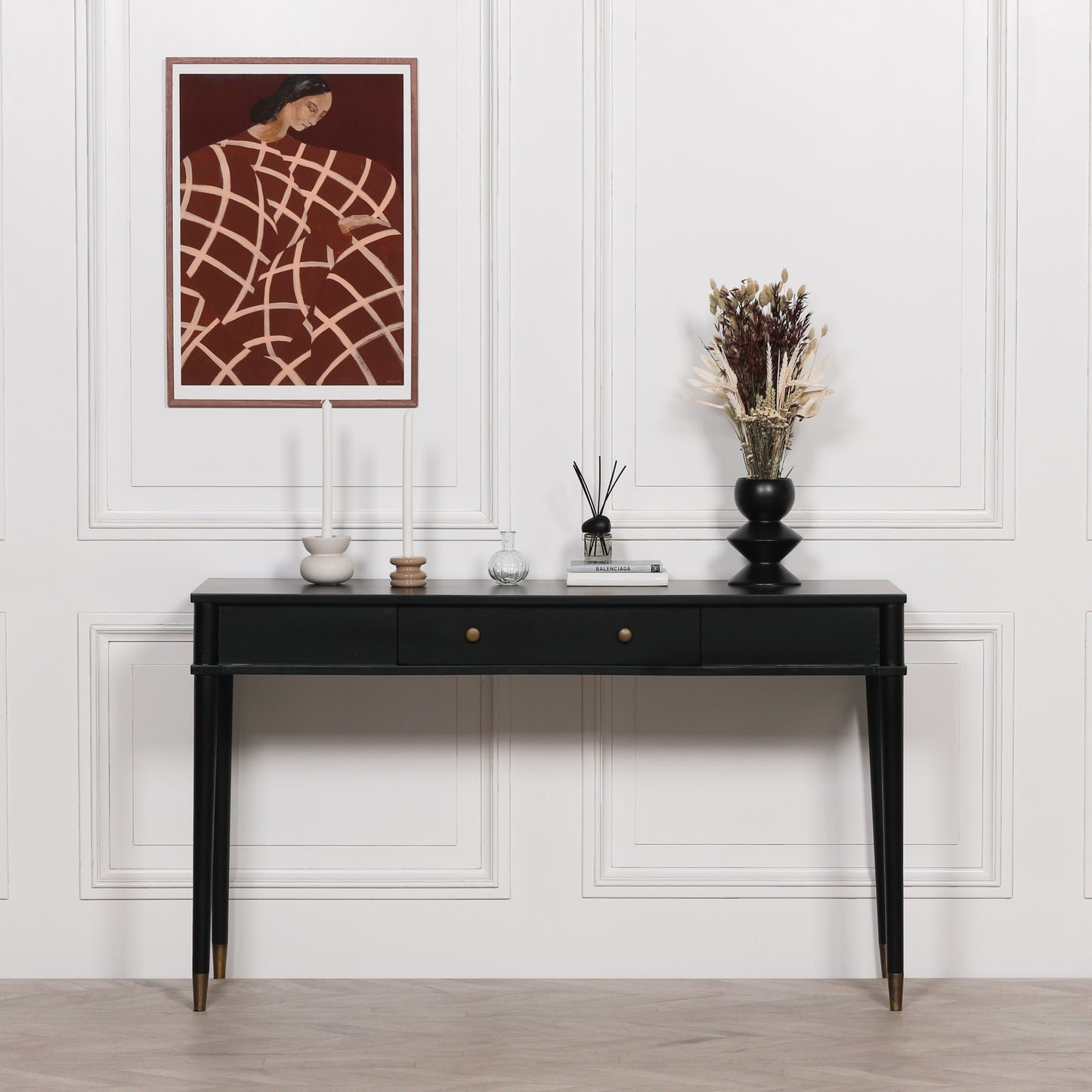 Maison Reproductions Black Painted Console Table - BFC122