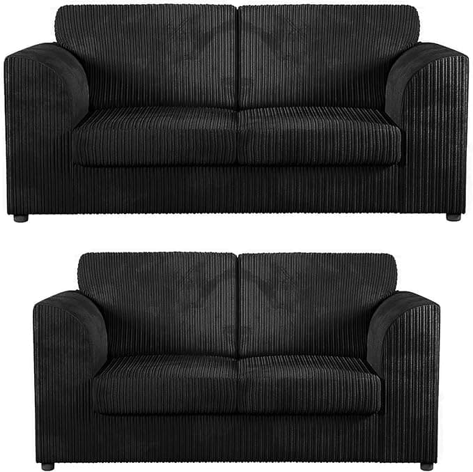 Set of 2 Jumbo Cord (High Back) (3+2) Seater Sofas - Available in 7 Colours - White Bear Furnishings