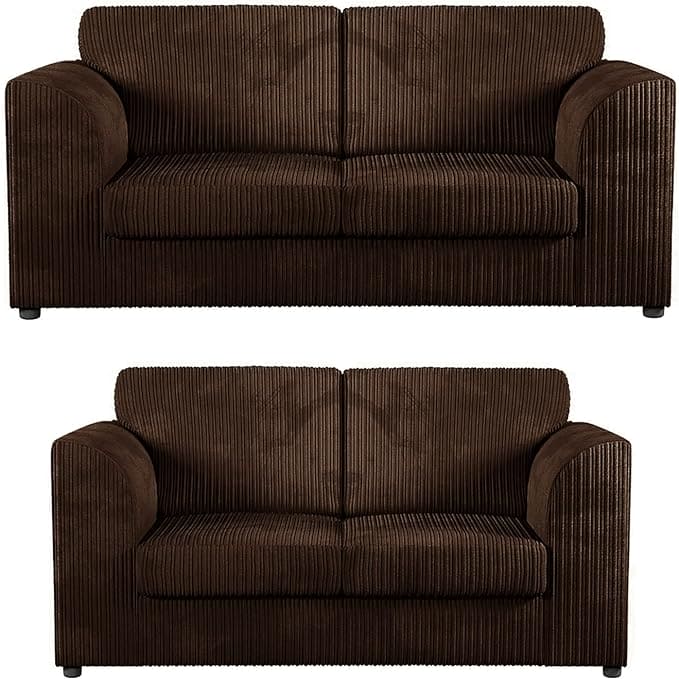 Set of 2 Jumbo Cord (High Back) (3+2) Seater Sofas - Available in 7 Colours - White Bear Furnishings