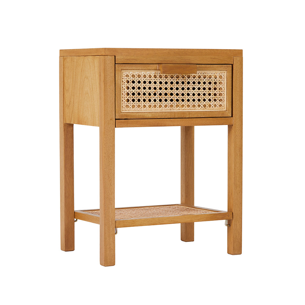 Fishe & Lilly Bali Rattan Bedside Table with 1 Drawer - White Bear Furnishings