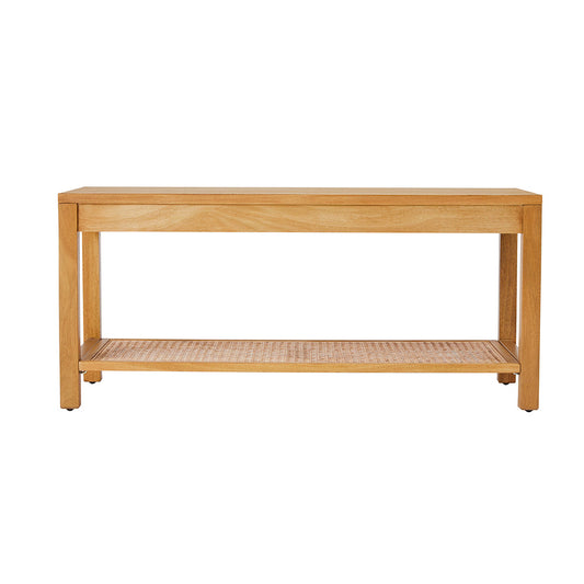 Fishe & Lilly Bali Rattan Bench with Storage Shelf - White Bear Furnishings