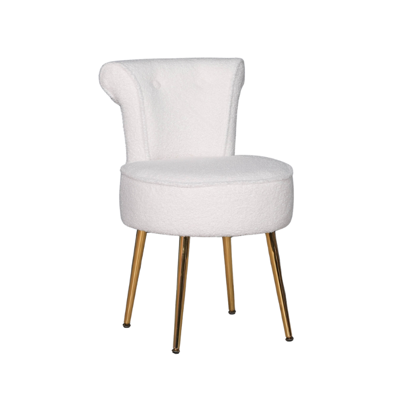 Boucle Stool / Bedroom Chair with Gold Legs – AV104