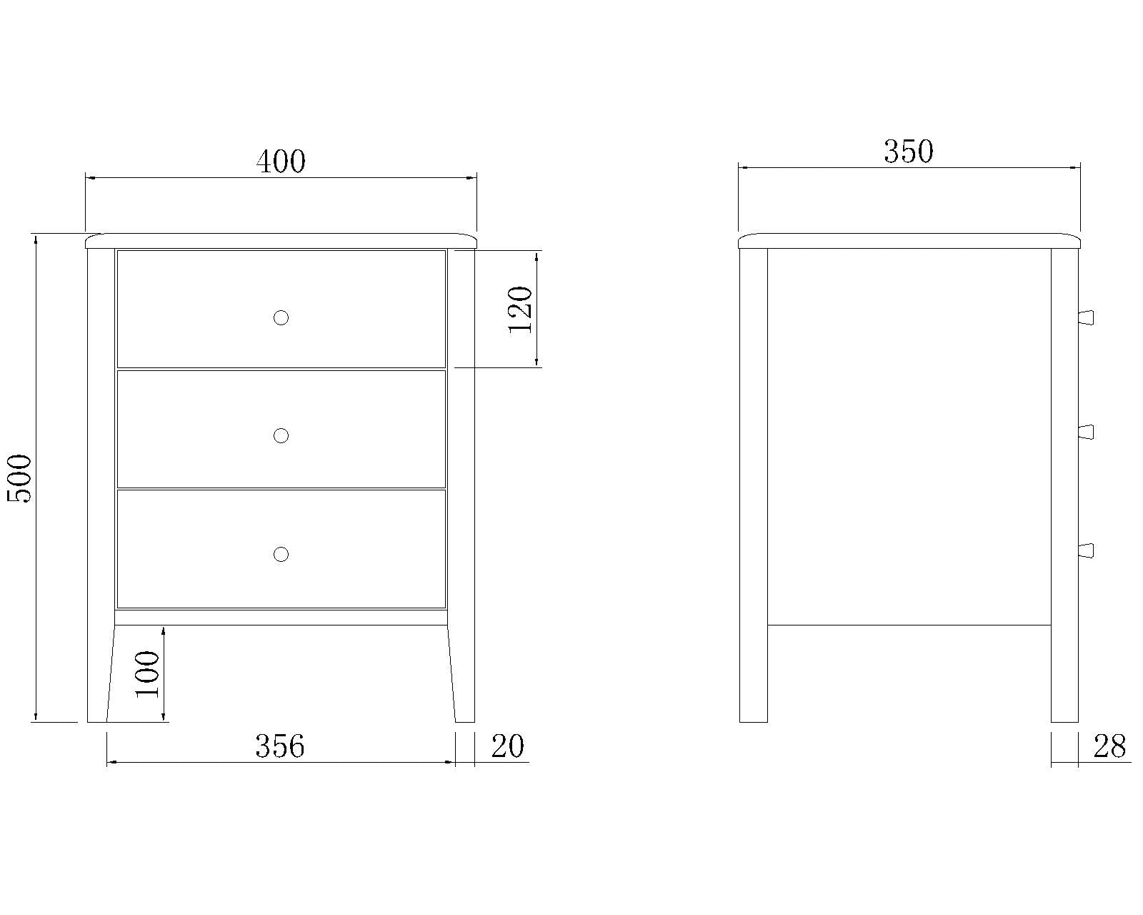 Fishe & Lilly Wright Oak 3 Drawer Bedside Table - White Bear Furnishings
