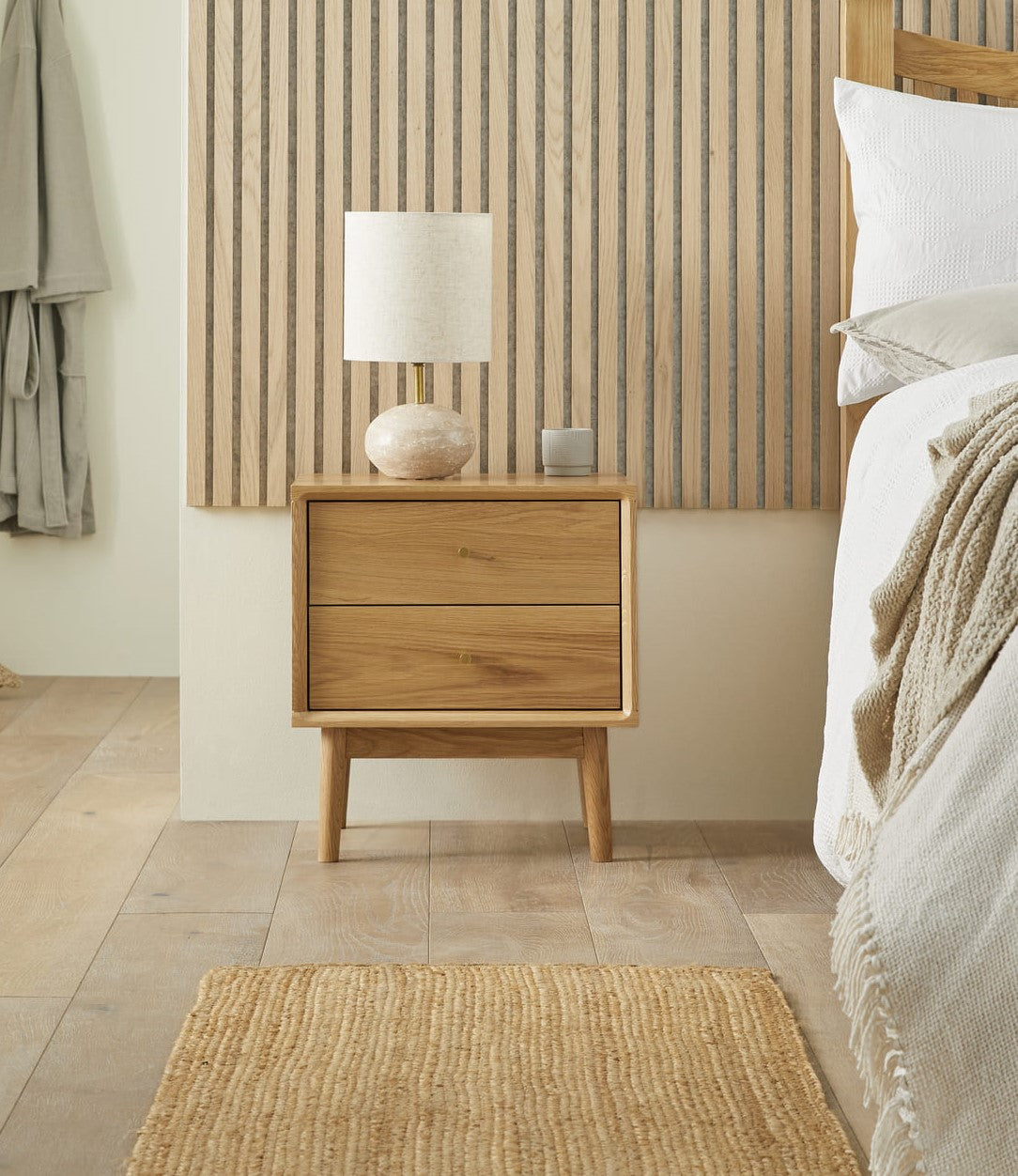 Fishe & Lilly Wright Oak Bedside Table - White Bear Furnishings